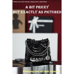 chanel 22 mini black and silver 19-20-6cm C0021